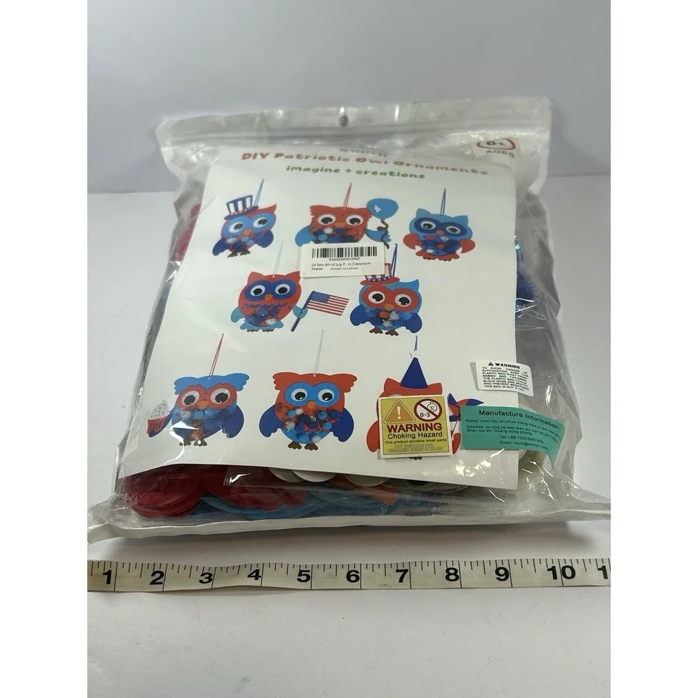 Winlyn 4th of July Patriotic Owl Ornaments Craft Decorations 24DIY Patriotic NEW